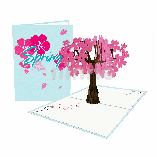 Peach Blossom Tree Card – Flower 3D Card Thiệp Hoa đào mùa xuân – Thiệp lễ tết