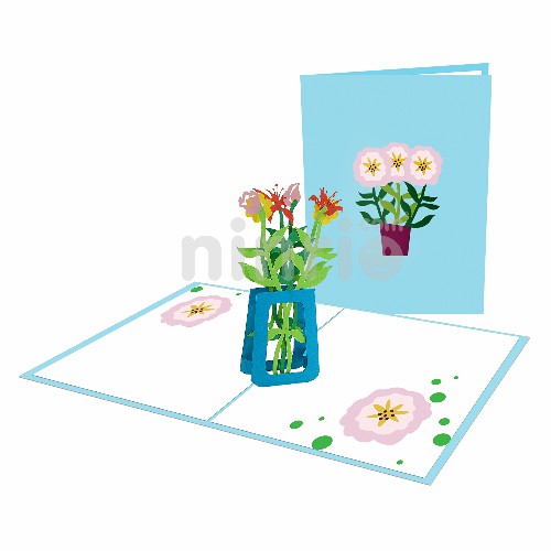 Thiệp bình hoa 3D – Thiệp pop up hoa