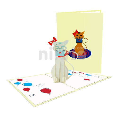 Black Cat Mail Card – Animal 3D Popup Card Thiệp Mèo đưa thư – Thiệp động vật 3D