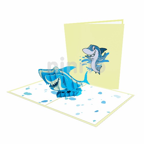 Thiệp Cá mập dễ thương -Thiệp 3D động vật