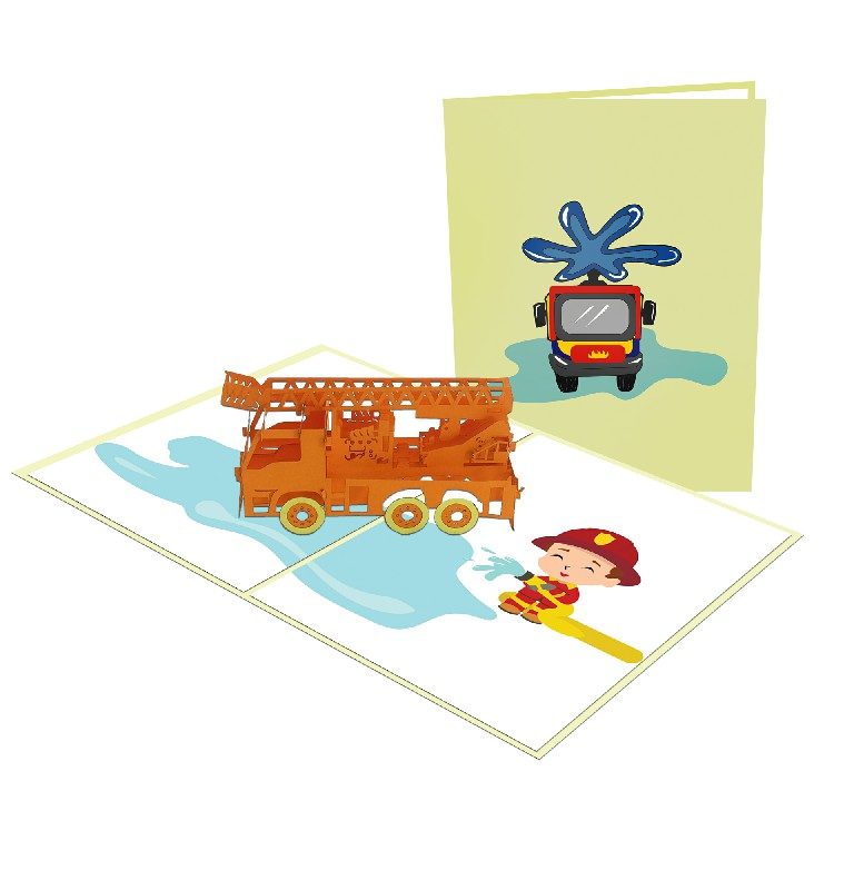 Fire Engine Card – Transport 3D Popup Card