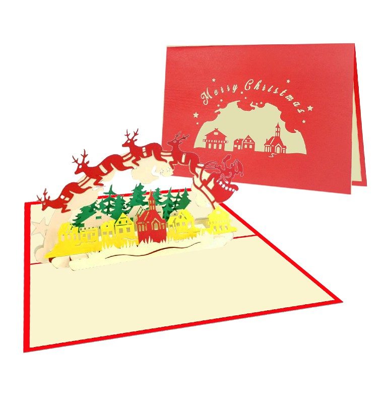 Flying Santa Card – Christmas 3D Popup Card Christmas PopUp Card