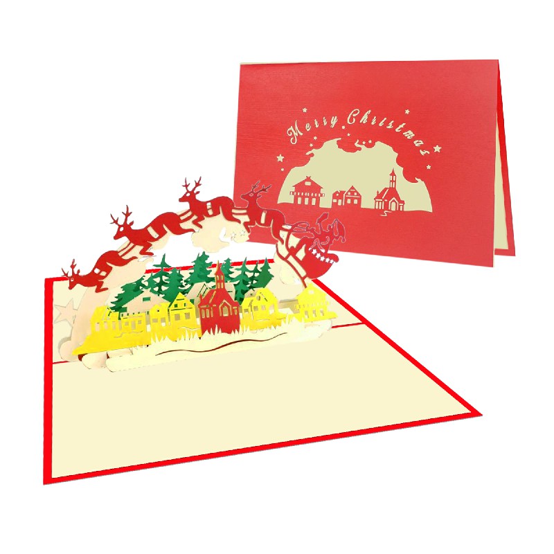 Flying Santa Card – Christmas 3D Popup Card Christmas PopUp Card
