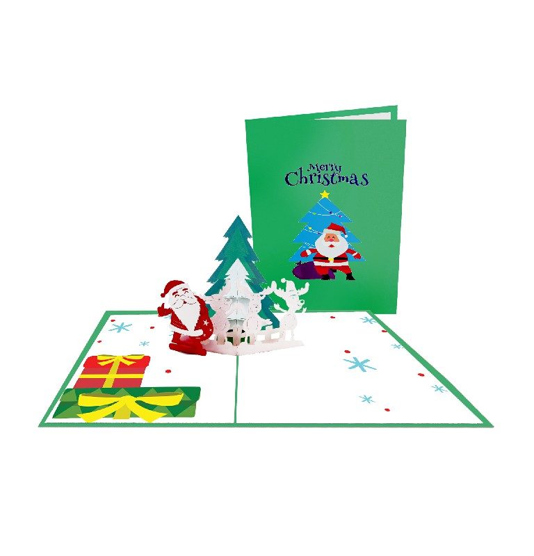 Santa and Christmas Tree Card–Christmas Card