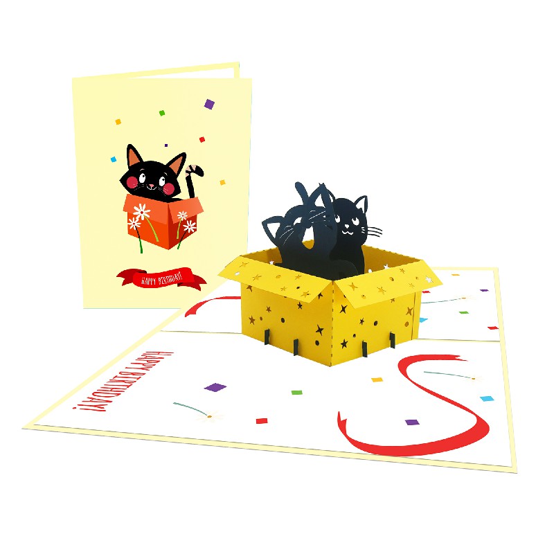 Cats In Box Card – Animal 3D Popup Card