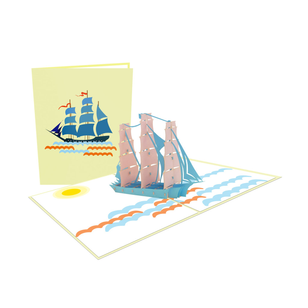 USA Ship Card – Vehicle 3D Popup Card Boat 3D Card - Birthday Card