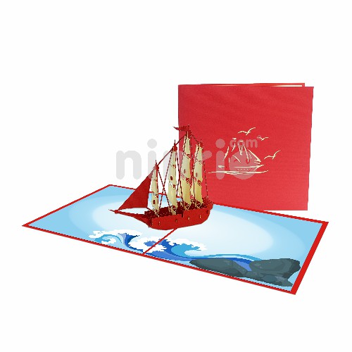 Boat Card – Transport 3D Popup Card Boat 3D Card - Birthday Card