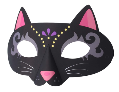 Draw a black cat mask